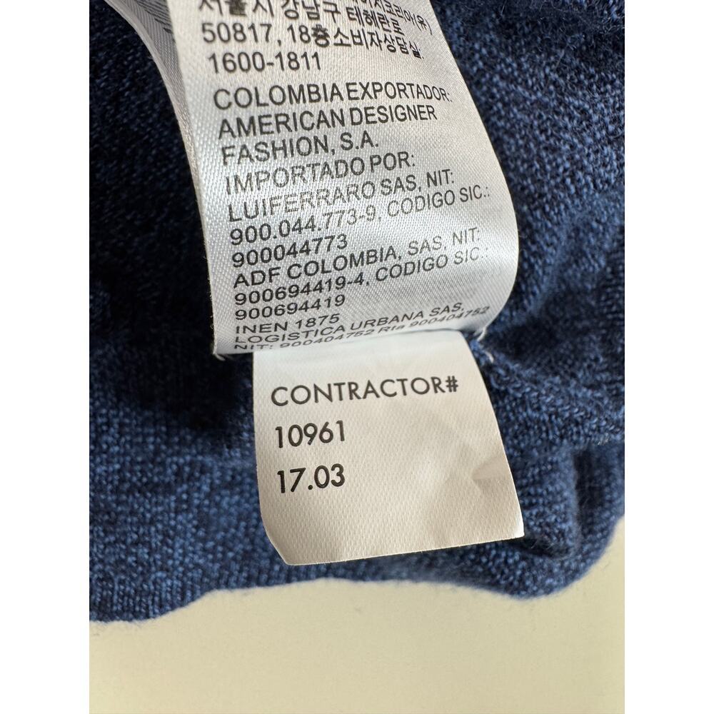 Calvin Klein Italian Merino Sweater Heathered Blue Mens Large V Neck Classic - Picture 12 of 13